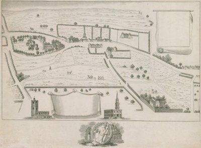 Plan van de noordwestelijke buitenwijken van Londen rond St Giles in the Fields door English School