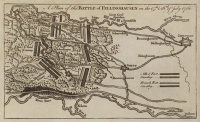 Plan van de Slag bij Villinghausen, Duitsland, Zevenjarige Oorlog, 15-16 juli 1761 door English School