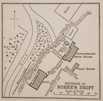 Plan van de verdediging van Rorkes Drift door English School