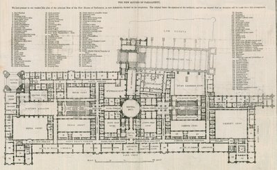 Plattegrond van de nieuwe Houses of Parliament door English School