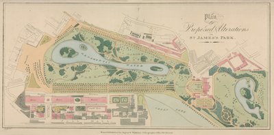 Plan van de voorgestelde wijzigingen in St Jamess Park, Londen door English School