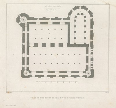 Plattegrond van de bovenverdieping van de Witte Toren door English School