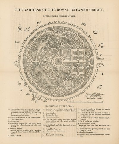 Plattegrond van de tuinen van de Koninklijke Botanische Vereniging door English School