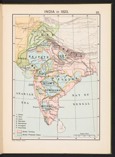 Plaat uit Historische Atlas van India door English School