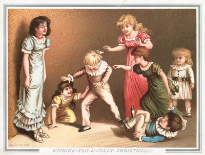 Blindemannetje spelen, kerstkaart door English School