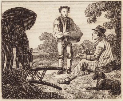 Maaltijd van de ploeger (gravure) door English School