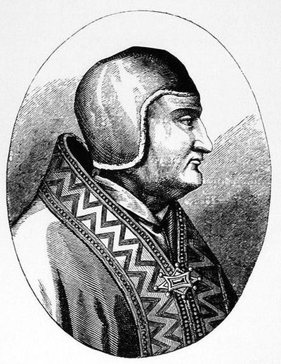 Paus Clemens IV (ca.1195-1268) illustratie uit Wetenschap en Literatuur in de Middeleeuwen en de Renaissance, geschreven en gegraveerd door Paul Lacroix, 1878 door English School