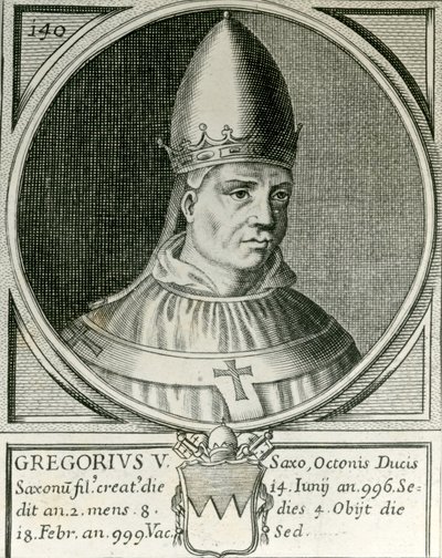 Paus Gregorius V (972-999) (gravure) door English School