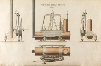 Draagbare stoommachine, ontworpen door Maudsley, Sons & Field, 1828 door English School