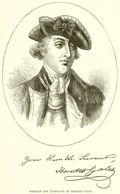 Portret en handtekening van Generaal Gates door English School