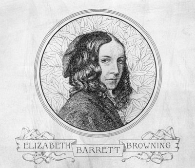 Portret van Elizabeth Barrett Browning (1806-61) door English School