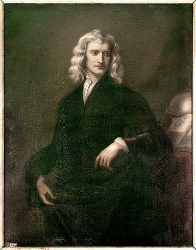Portret van Isaac Newton (1642 - 1727), filosoof en wiskundige. Anoniem Engels schilderij door English School