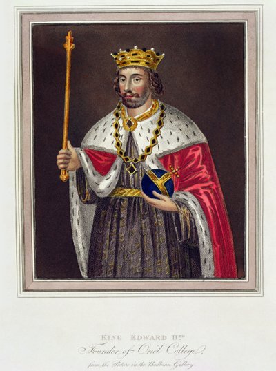 Portret van Koning Edward II (1284-1327) Oprichter van Oriel College, naar een schilderij in de Bodleian Library door English School