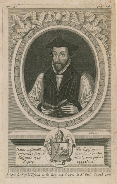 Portret van Nicholas Ridley door English School