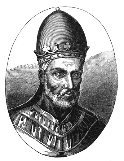 Portret van paus Honorius III, illustratie uit 