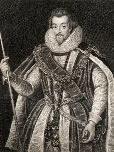 Portret van Robert Cecil, 1e Graaf van Salisbury, uit Lodges British Portraits door English School