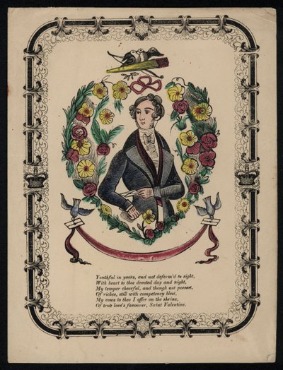 Portret van een knappe man, Valentijnsgedicht door English School