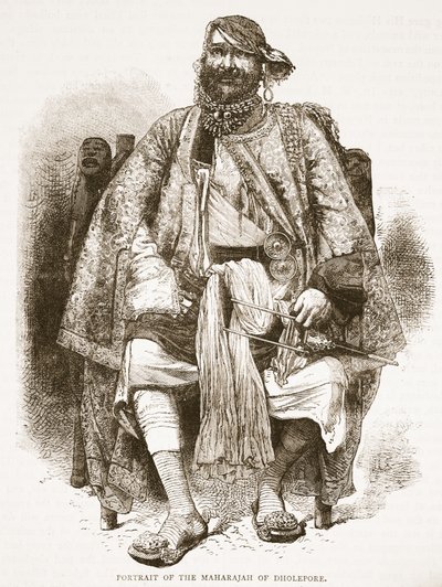 Portret van de Maharadja van Dholepore, illustratie uit Cassells Geïllustreerde Geschiedenis van Engeland door English School