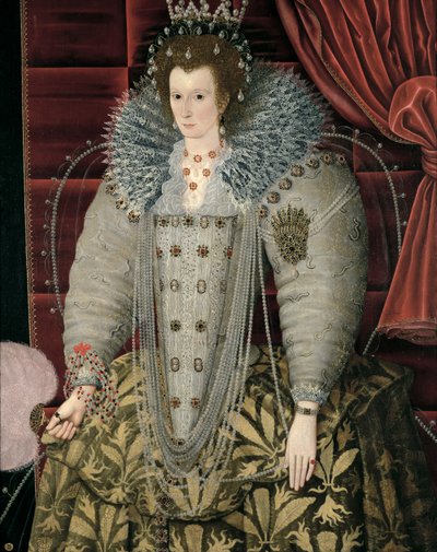 Portret waarvan wordt gedacht dat het Koningin Elizabeth I is, hangend in de Grote Zaal door English School