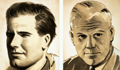 Portretten van Commandant Guy Gibson en Dr. Barnes Wallis (gouache op papier) door English School