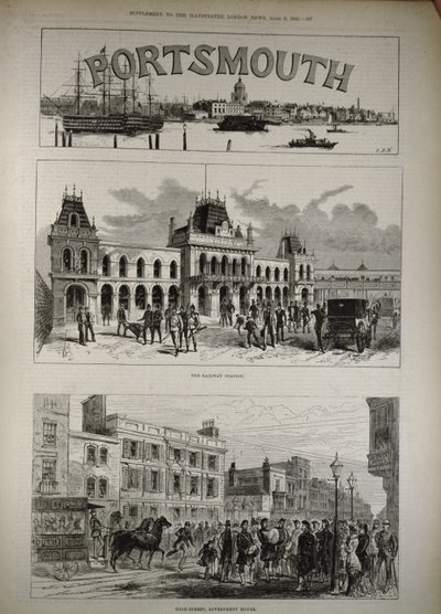Portsmouth: Het treinstation en de hoofdstraat, Government House, uit 