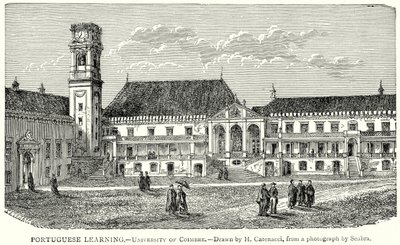 Portugees leren. - Universiteit van Coimbre (gravure) door English School