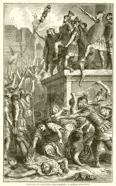Praetoriaanse soldaten roepen een Romeinse keizer uit door English School