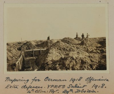 Voorbereidingen voor het Duitse offensief van 1918, Extra verdedigingen, YPRES Salient 1918, 4e Worc: Rgt. 29e Divisie door English School