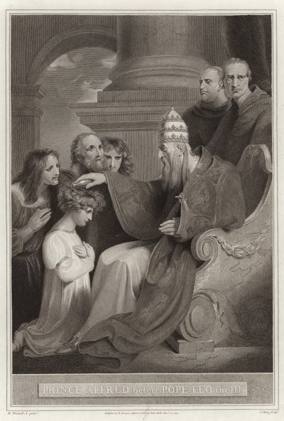 Prins Alfred voor paus Leo III door English School