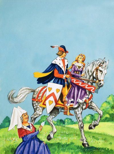Prins en Prinses op een paard door English School