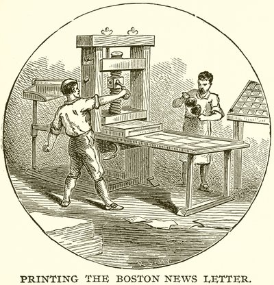 Het drukken van de Boston News Letter door English School