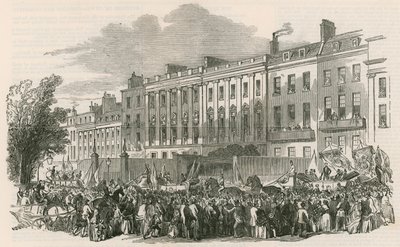 Processie van de London Temperance League in Lincolns Inn Fields, Londen door English School