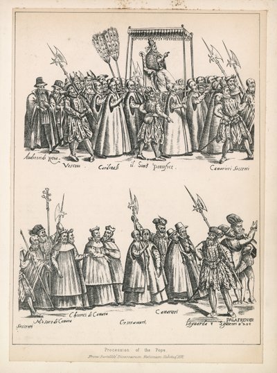 Processie van de paus door English School