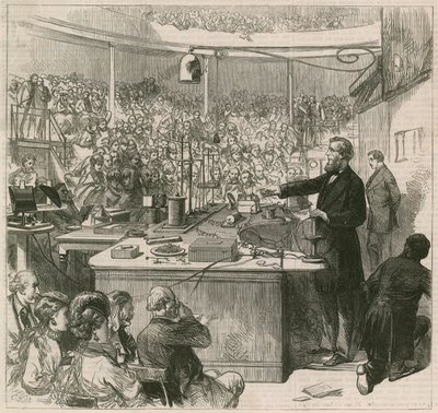 Professor Tyndall geeft een lezing aan de Royal Institution, 1870 door English School