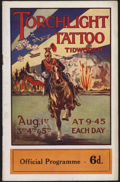 Programma voor de Tidworth Torchlight Tattoo, Tidworth Park, Wiltshire door English School