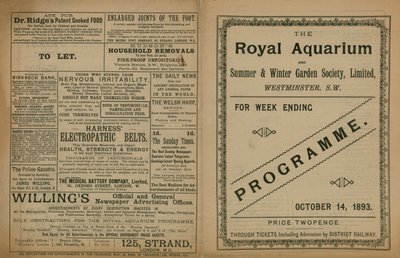 Programma van evenementen in het Royal Aquarium door English School