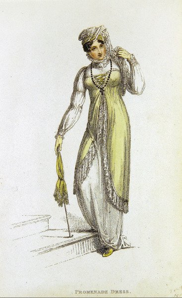 Promenade jurk, modeplaat uit Ackermann