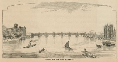Voorgestelde nieuwe ijzeren brug bij Lambeth door English School