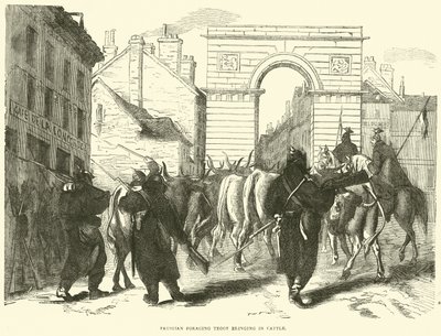 Pruisische fourageertroep brengt vee binnen, oktober 1870 door English School