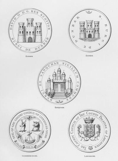 Publieke wapens: Dunbar; Sanquhar; Inverness-shire; Lancashire door English School