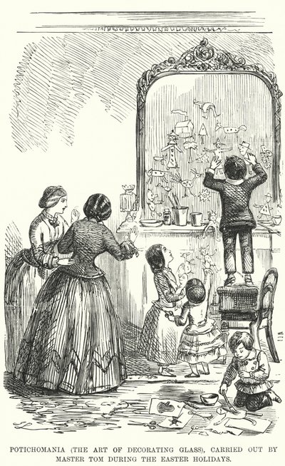 Potichomania (de kunst van het decoreren van glas), uitgevoerd door meester Tom tijdens de paasvakantie door English School