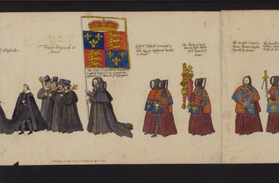 Begrafenisstoet van koningin Elizabeth I door English School