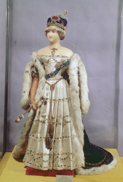 Koningin Victoria (1819-1901) pop gekleed in haar Kroningsgewaden, c.1840 door English School