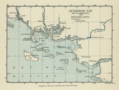De baai van Quiberon en zijn omgeving (kleurenlitho) door English School