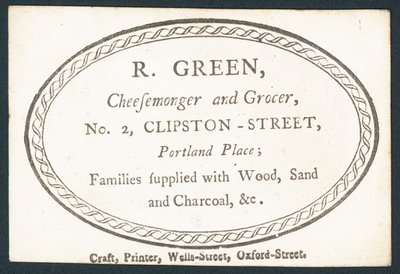 R Green, kaasverkoper en kruidenier door English School