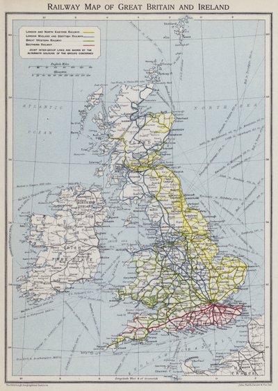 Spoorkaart van Groot-Brittannië en Ierland door English School