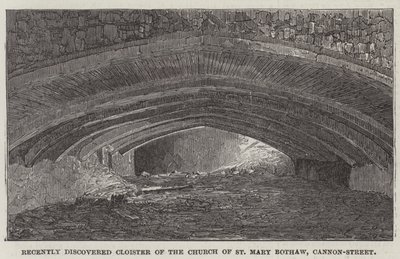 Recent ontdekte klooster van de kerk van St Mary Bothaw, Cannon-Street door English School