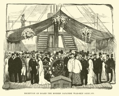 Ontvangst aan boord van het moderne Japanse oorlogsschip Seiki, 1878 door English School