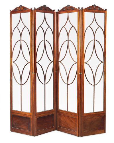 Regency vierdelig scherm met bladmotief, ca. 1815 door English School