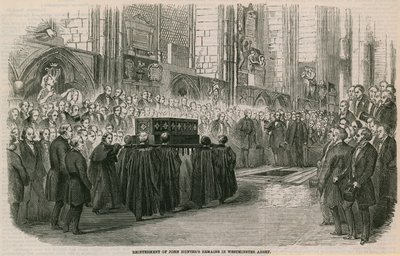 Herbegrafenis van de overblijfselen van John Hunter in Westminster Abbey, Londen door English School
